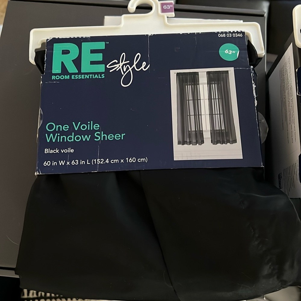 👋🏼Two 63” Black Voile Window Sheer by Room Essentials (Target)